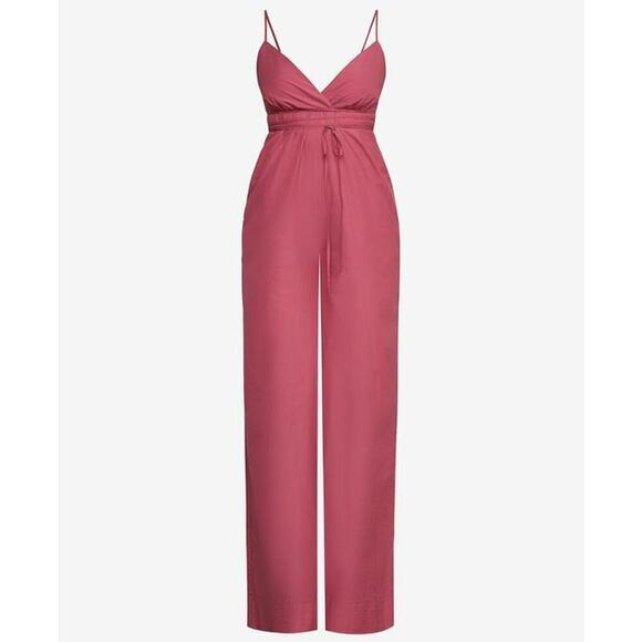 BCBG Maxazria Faux Wrap Wide Leg Jumpsuit - Pink - Picture 4 of 15